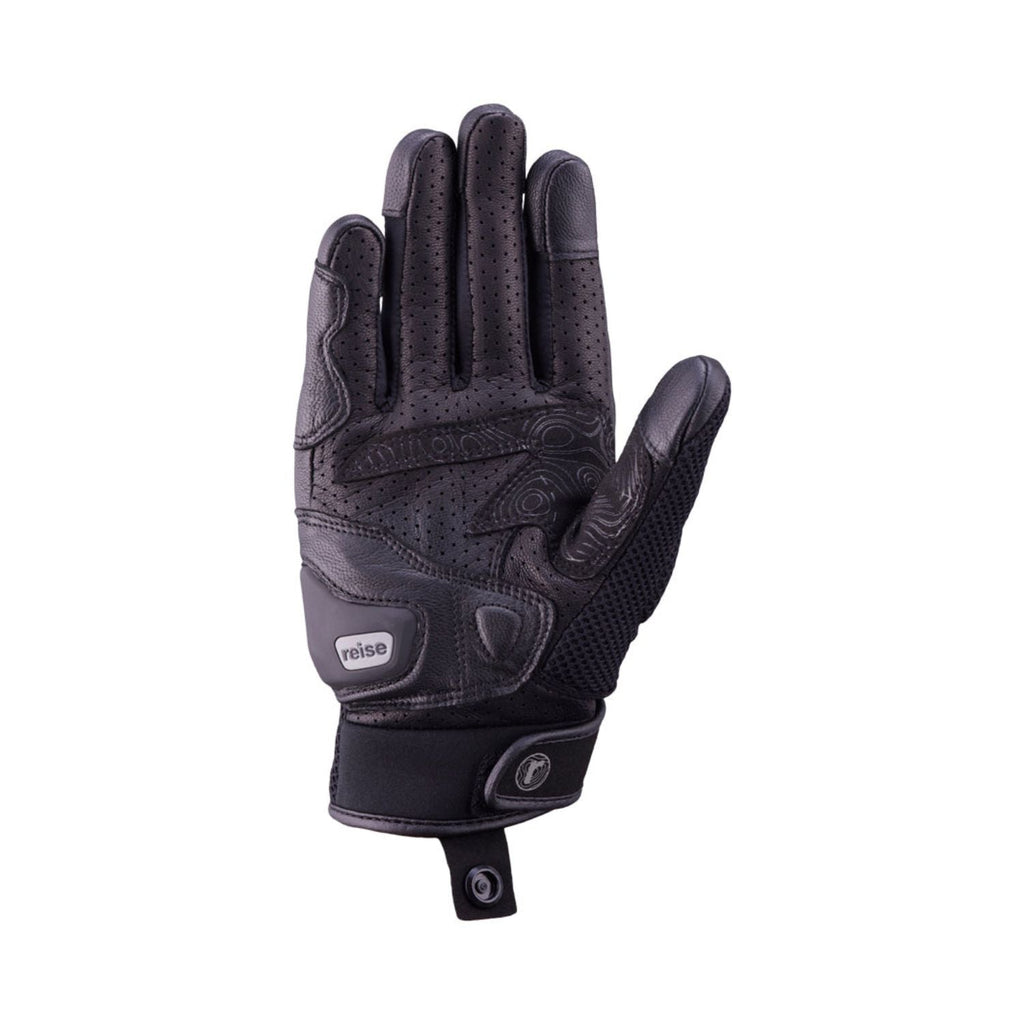 Reise Austra black glove with knuckle armour, wrist strap and pull tab