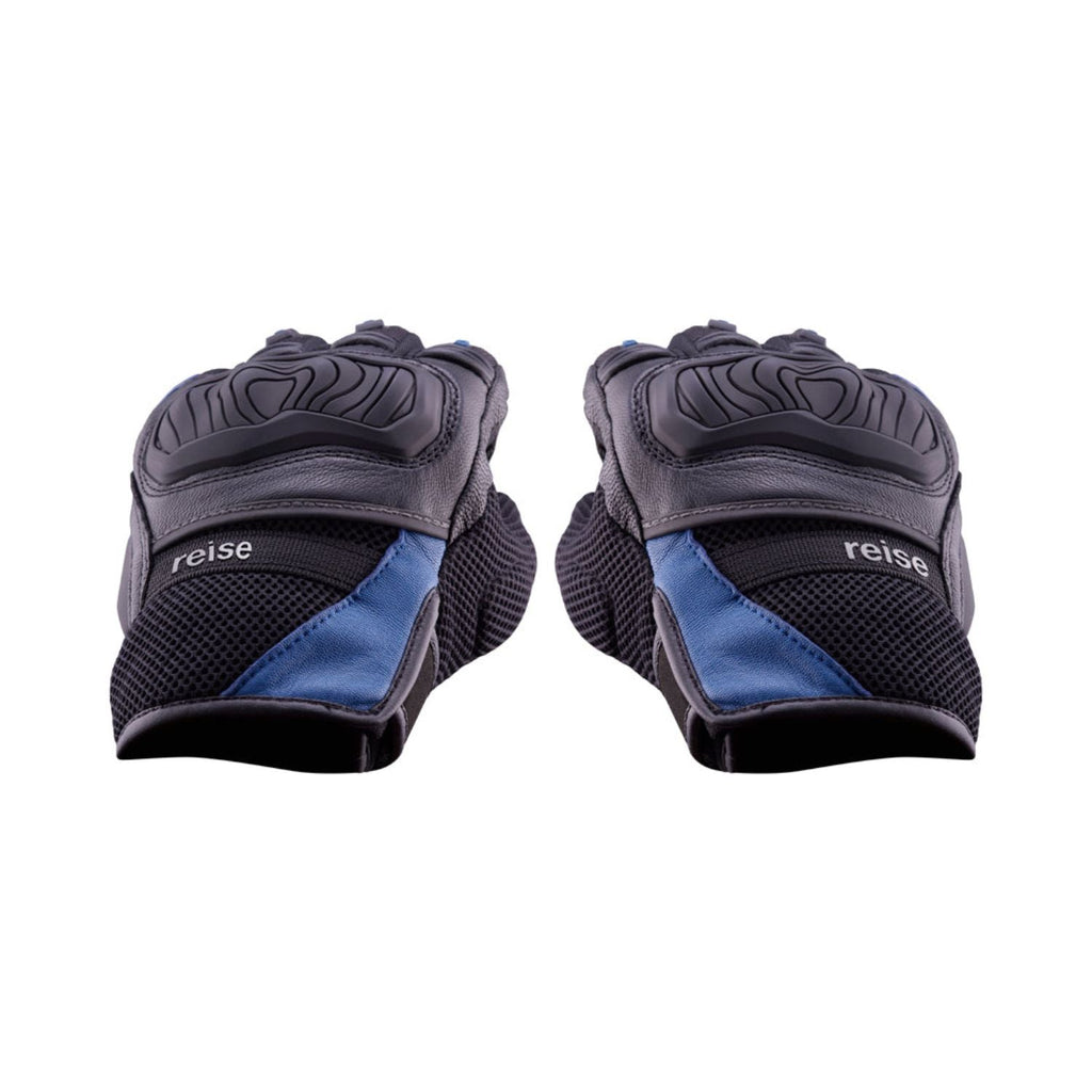 Reise Austra blue gloves thumb and palm side with textured grip and reinforced seams
