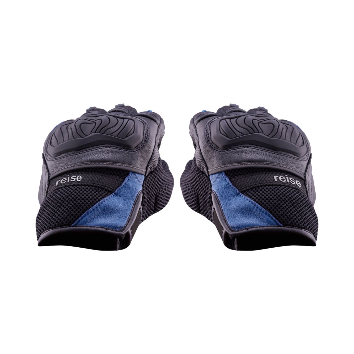 Reise Austra blue gloves thumb and palm side with textured grip and reinforced seams