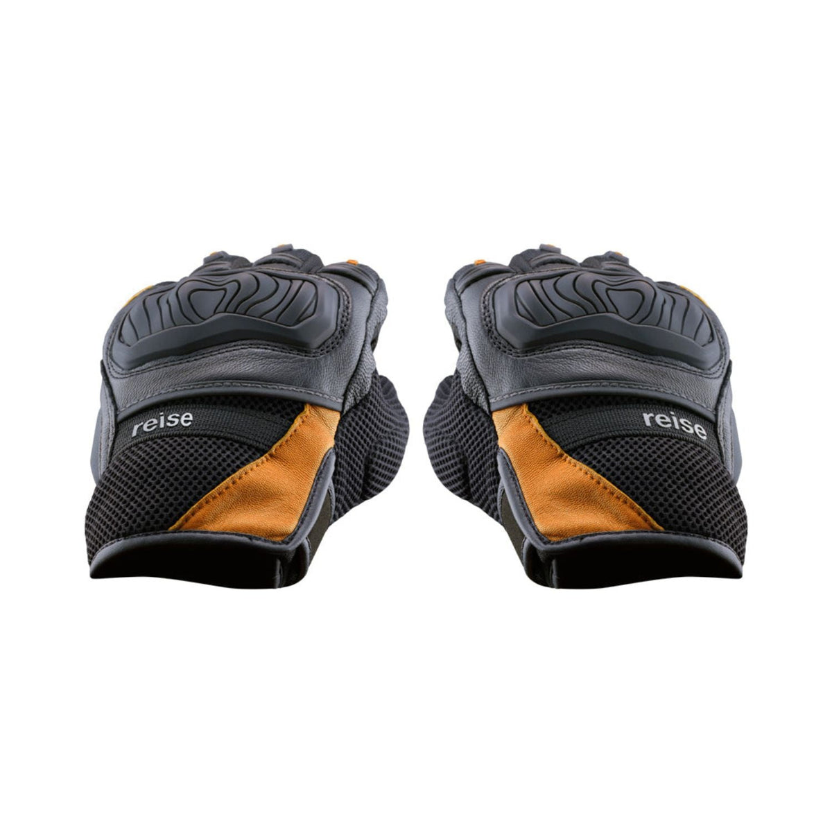 Reise Austra orange gloves close-up with padded knuckle guard and orange inserts