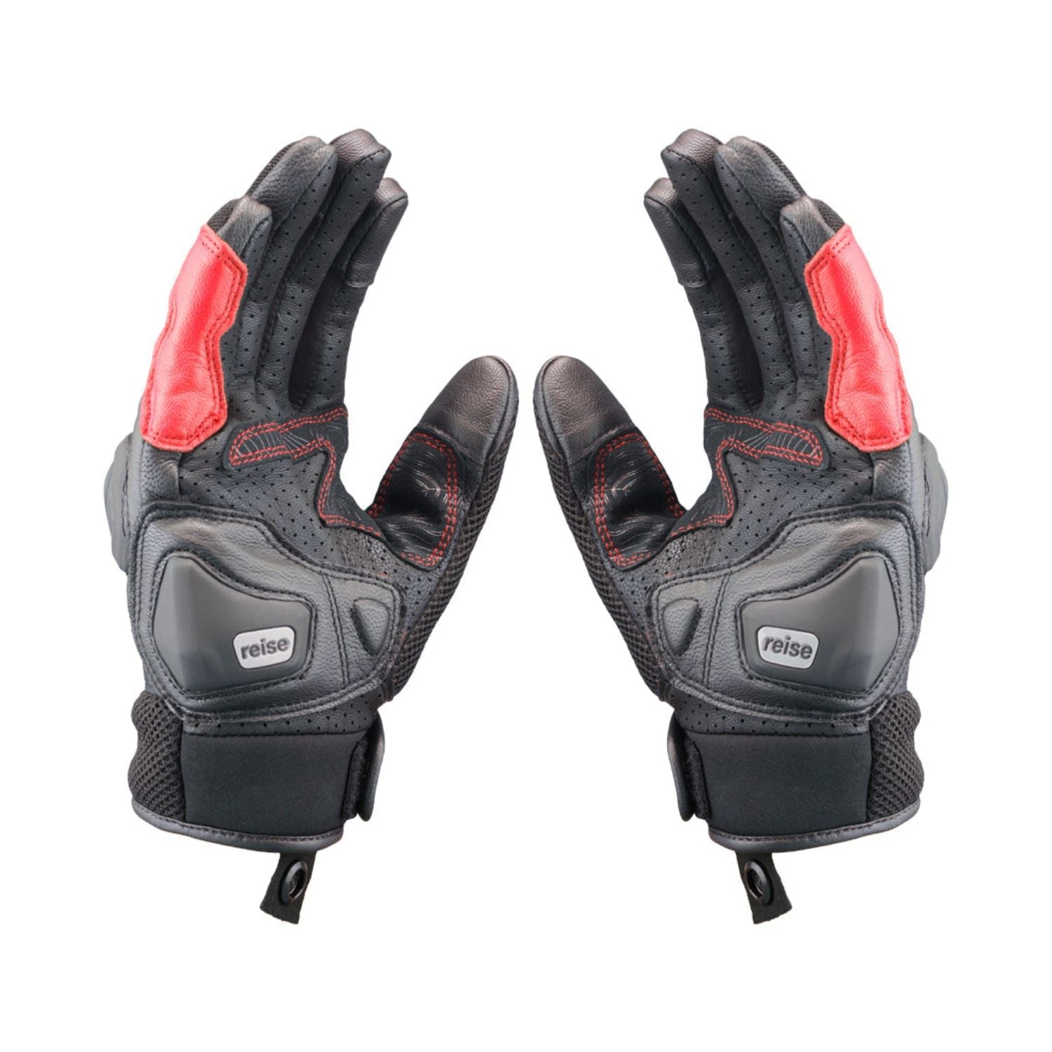 Reise Austra red gloves with moulded palms and perforated finger tops