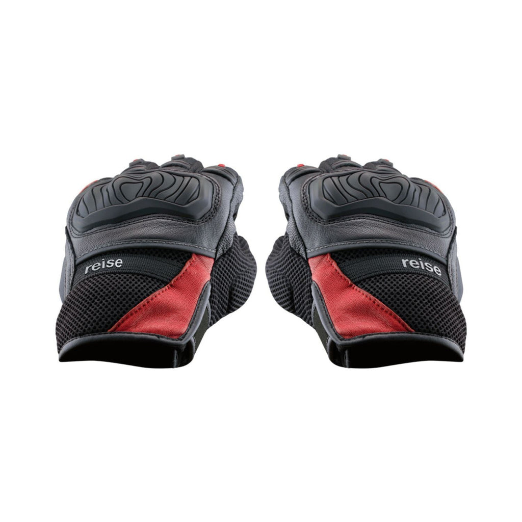 Reise Austra red side panel gloves with textured grip and knuckle protectors