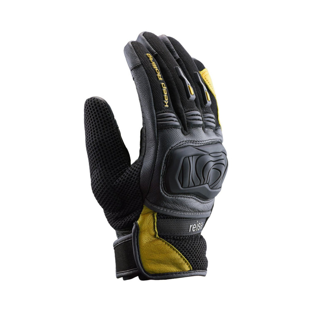 Reise Austra yellow glove with moulded knuckle guard and mesh back