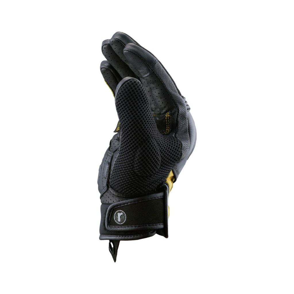 Reise Austra yellow glove with breathable mesh back and cuff pull strap