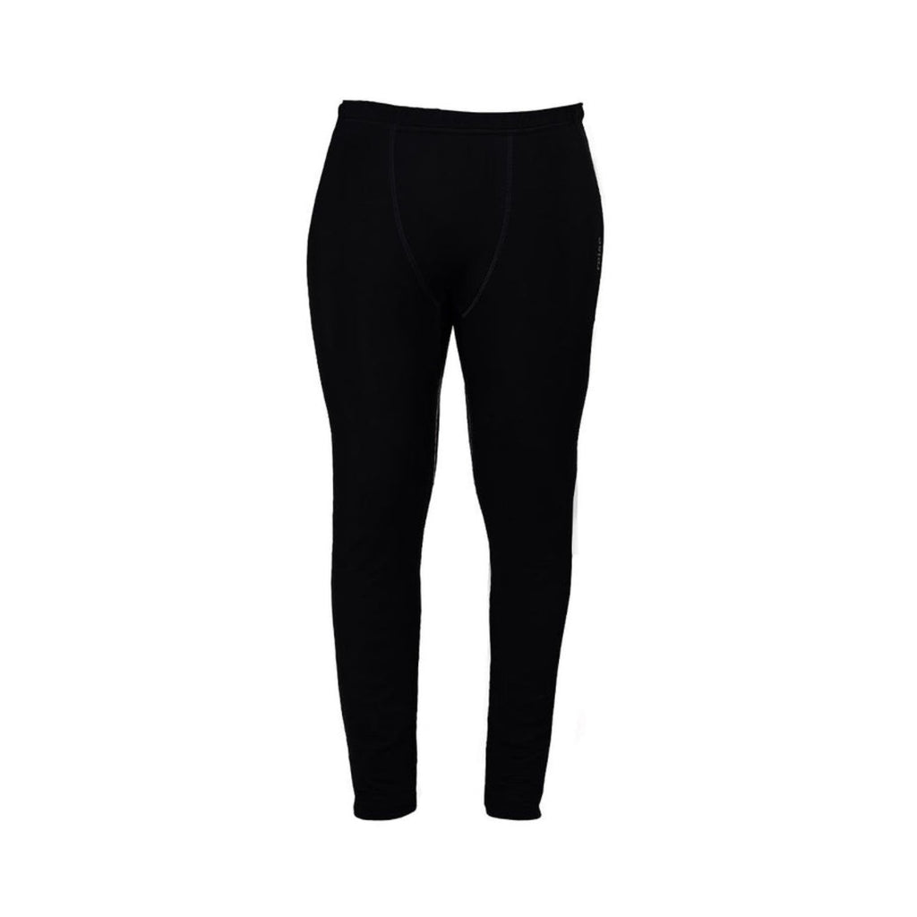 Black slim-fit leggings with elastic waistband and panel seams
