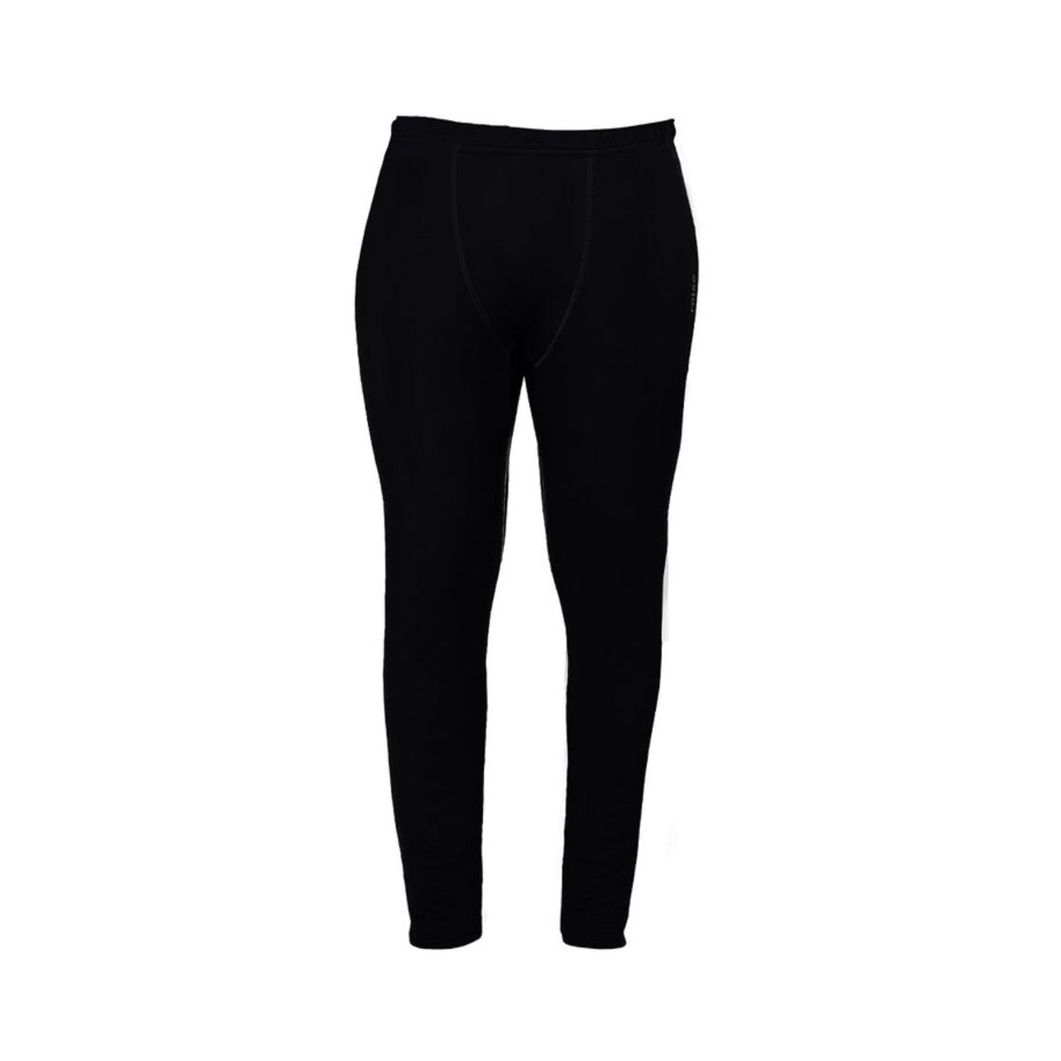 Black slim-fit leggings with elastic waistband and panel seams