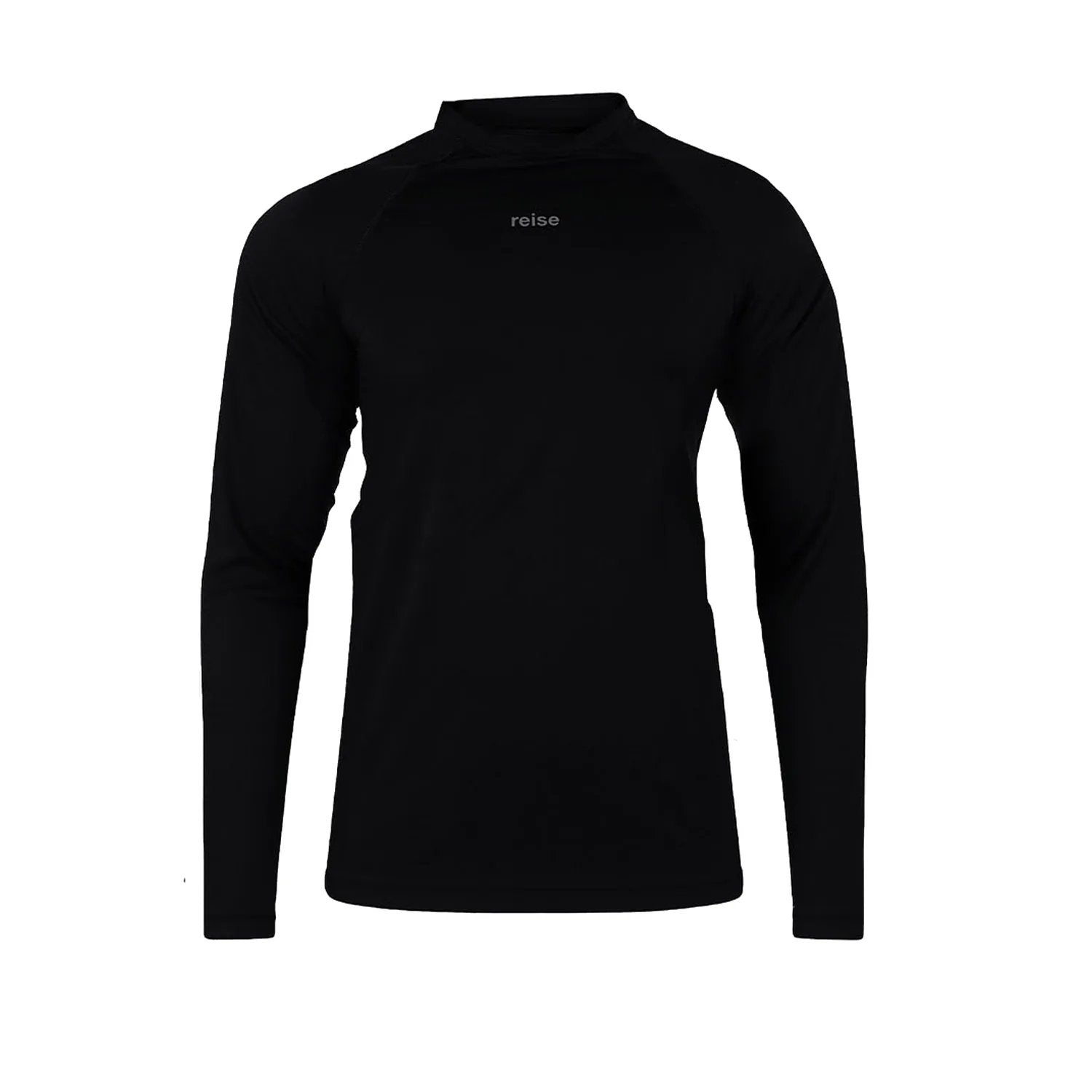 Reise Haut performance base layer top in black, front view