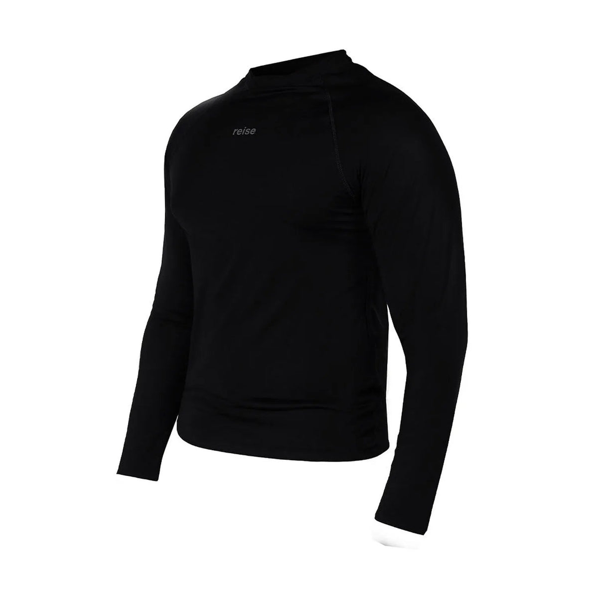 Reise Haut base layer top in black, fabric and neck detail