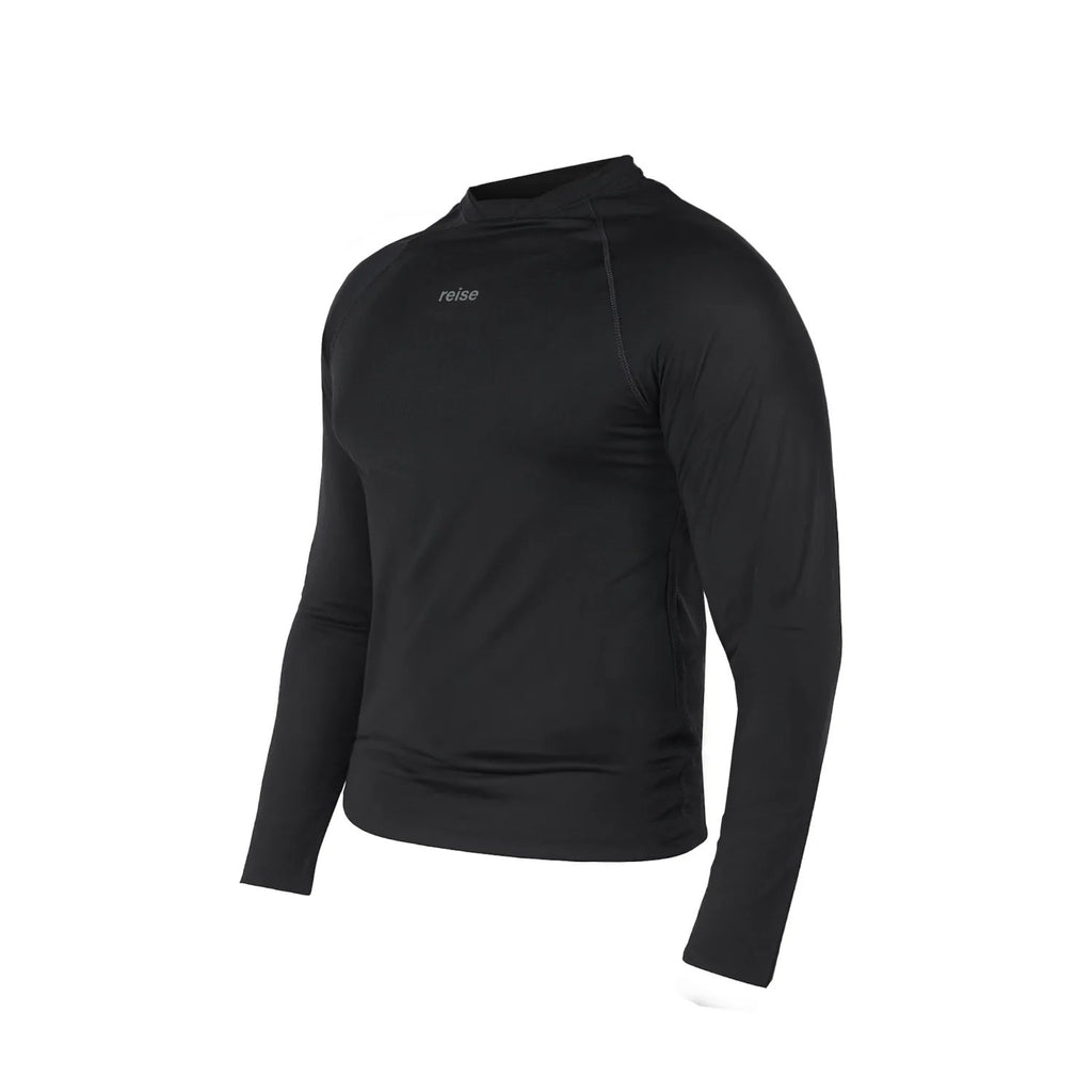 Reise Haut base layer top in graphite, fabric and neck detail