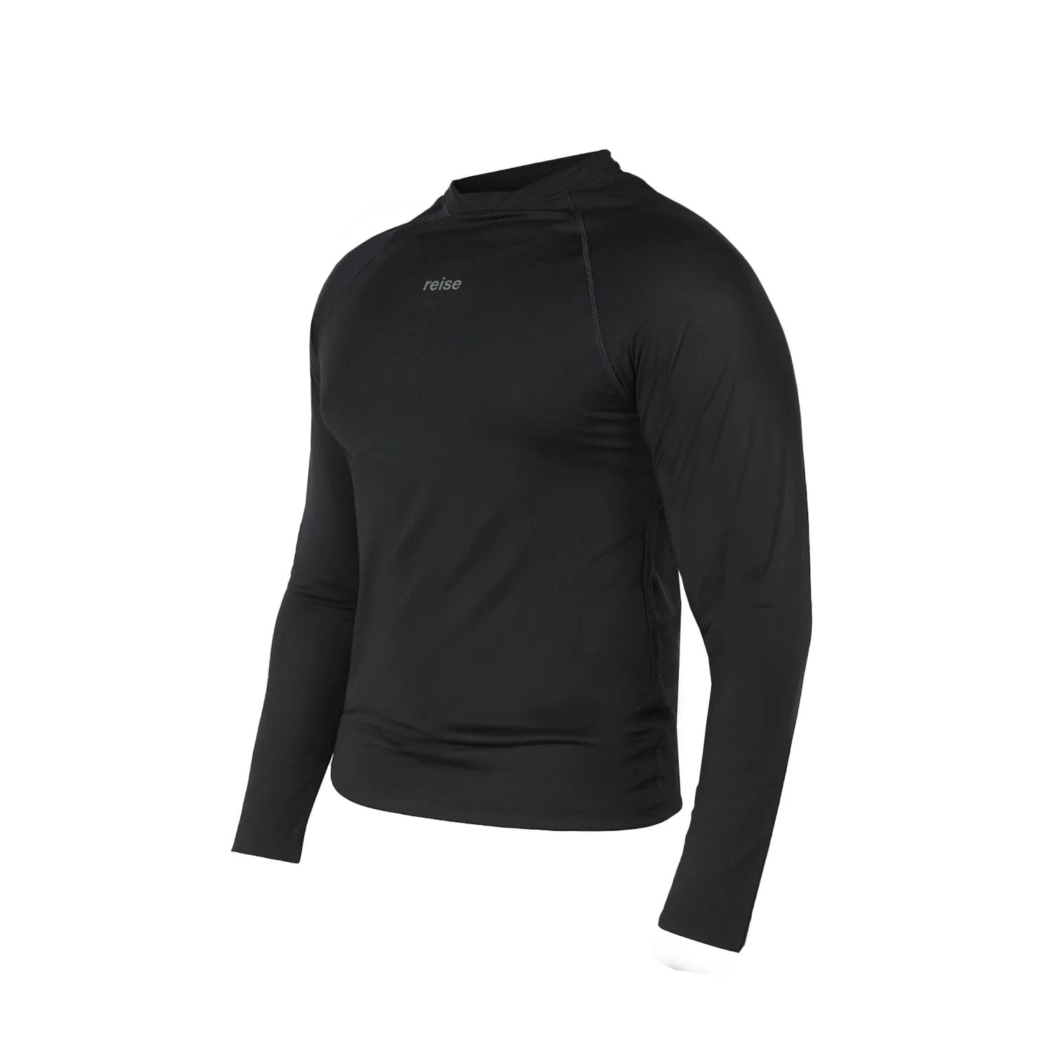 Reise Haut base layer top in graphite, fabric and neck detail