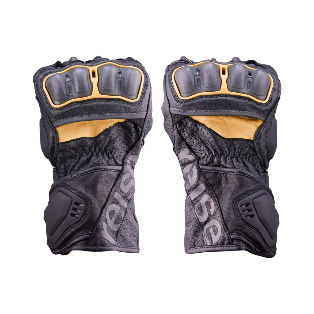 Reise Rhodes gloves in orange, long gauntlet cuff and wrist closure