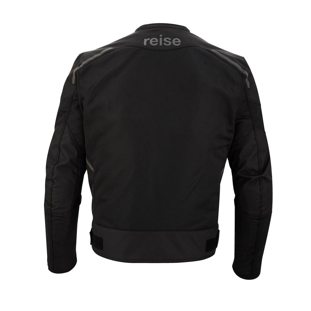 Reise Rizo jacket in black, back view with reflective detailing