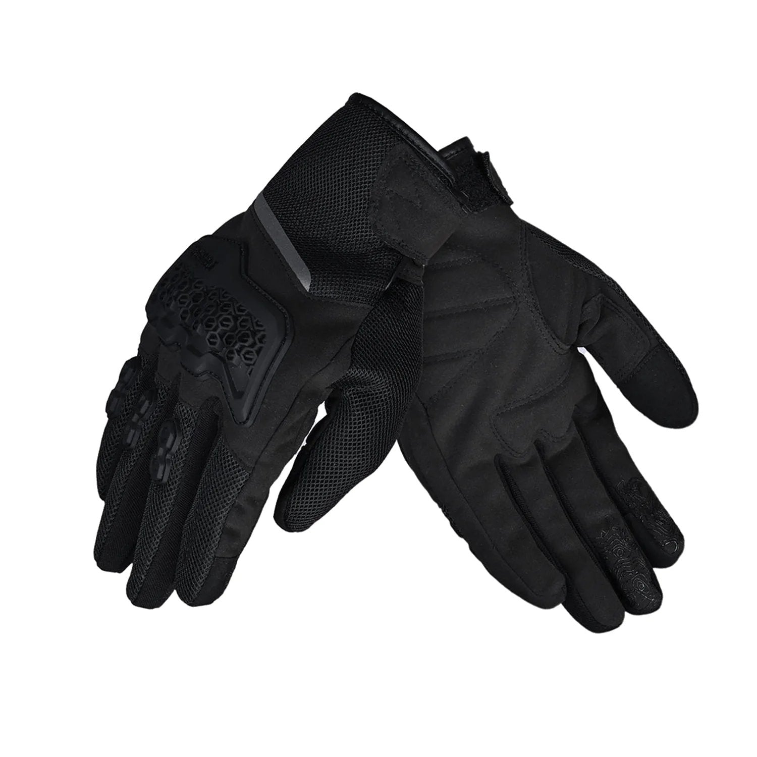 Reise Strada urban riding gloves in black, top view showing TPR knuckle protectors