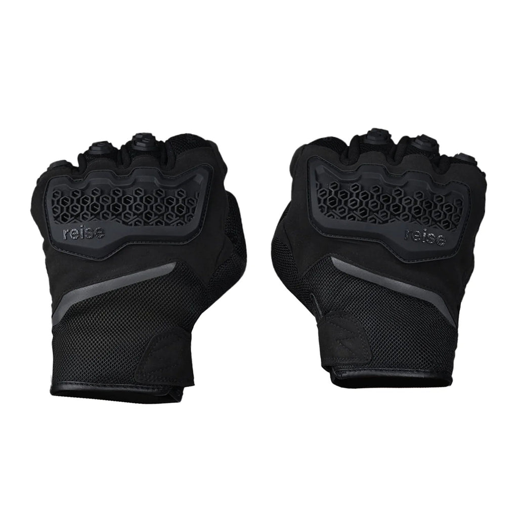 Reise Strada gloves in black, palm showing silicone grip panel