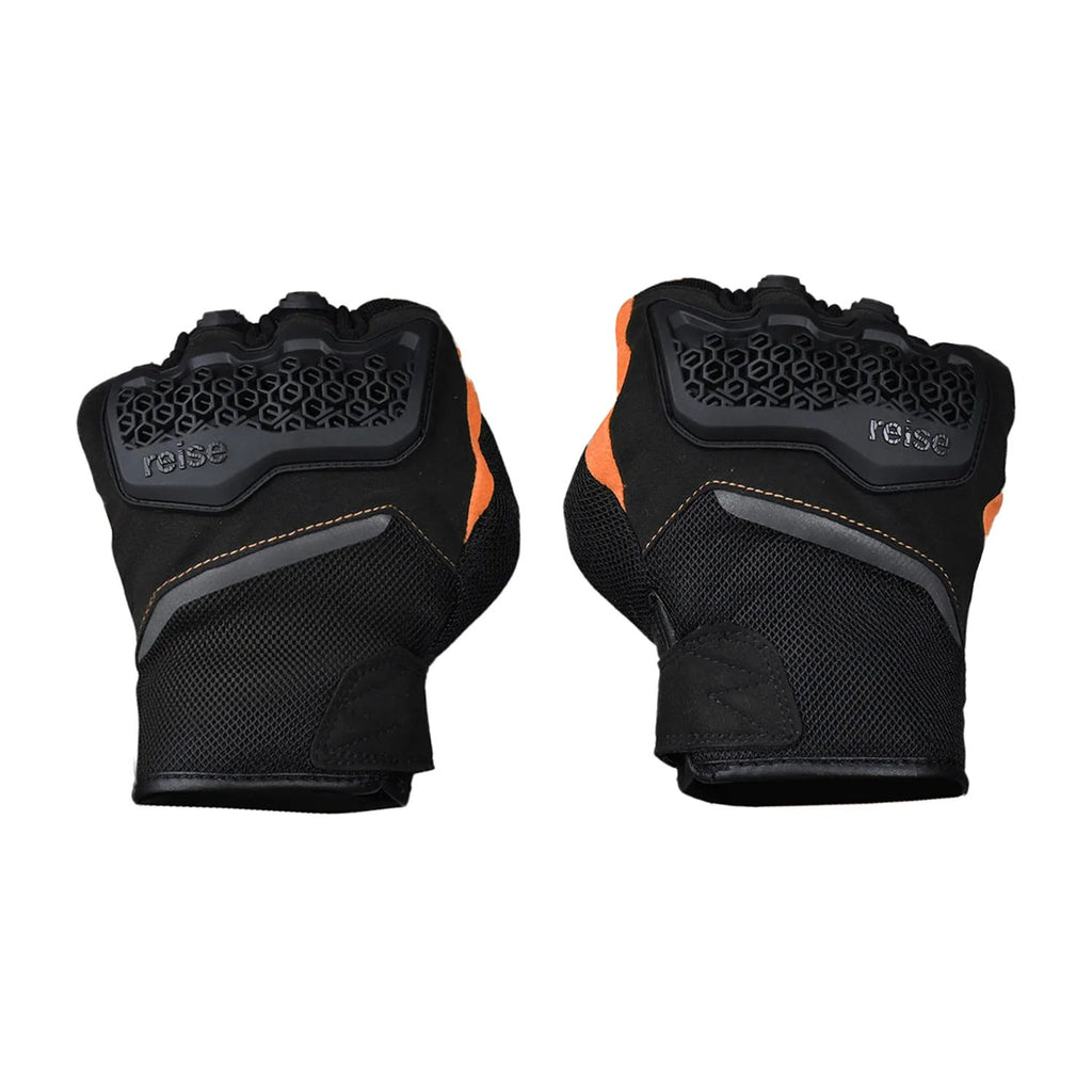 Reise Strada gloves in orange, palm showing silicone grip panel