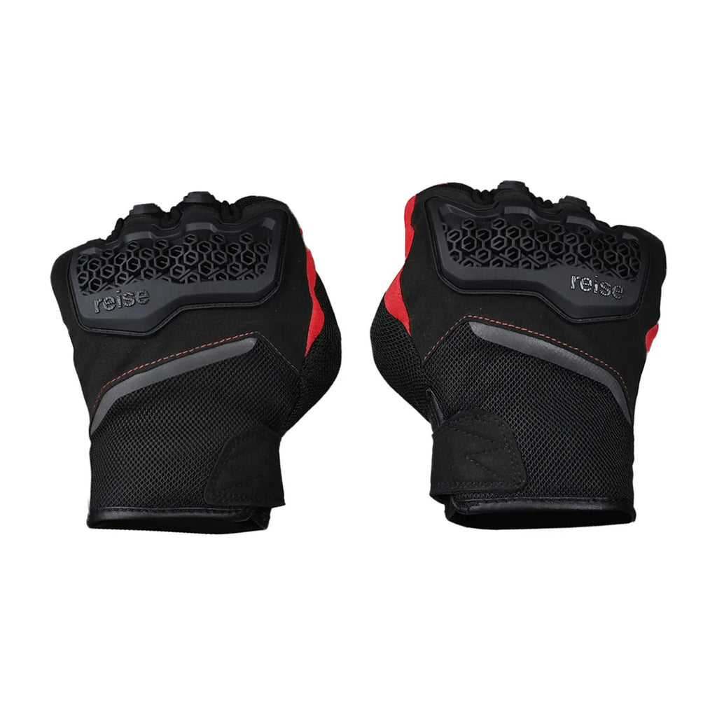 Reise Strada gloves in red, palm showing silicone grip panel