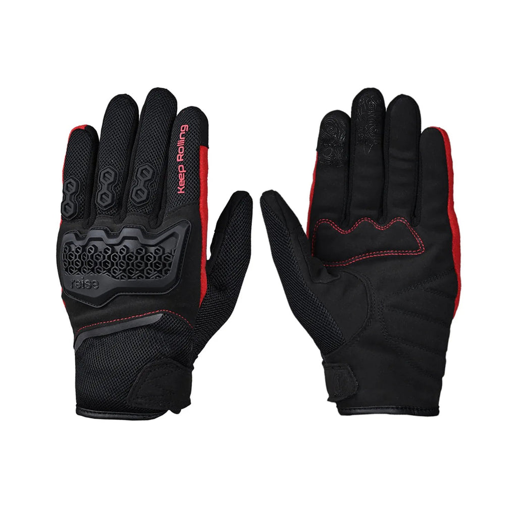 Reise Strada gloves in red, cuff and wrist girth adjuster