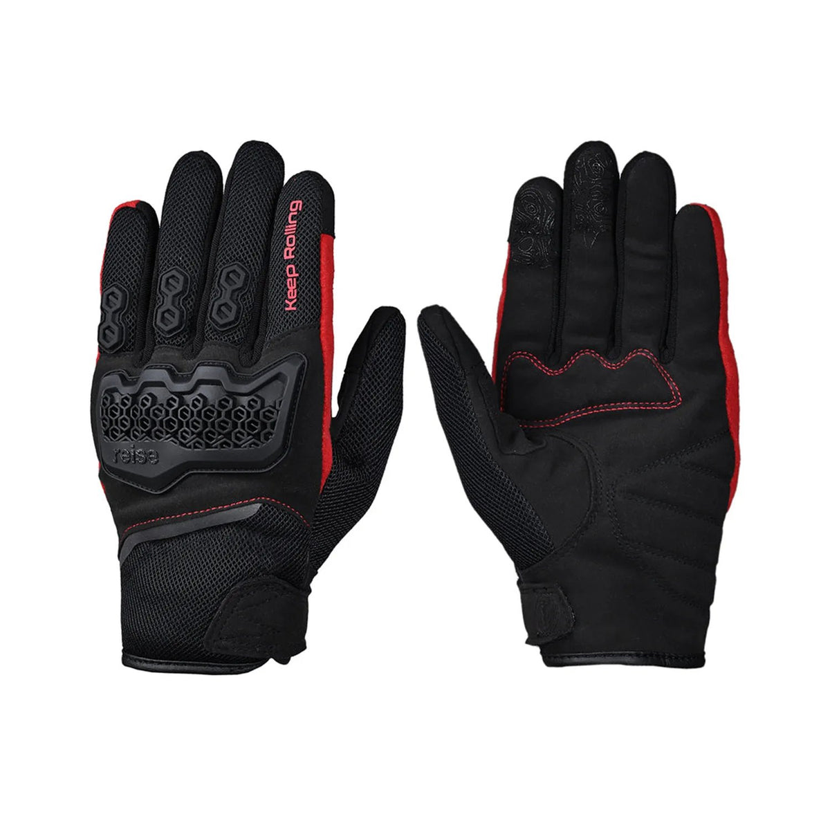 Reise Strada gloves in red, cuff and wrist girth adjuster