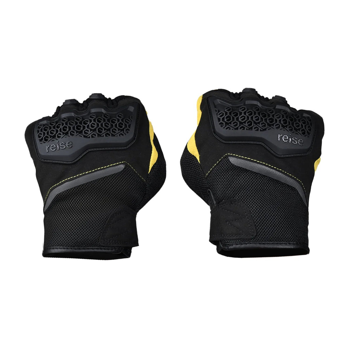 Reise Strada gloves in yellow, palm showing silicone grip panel