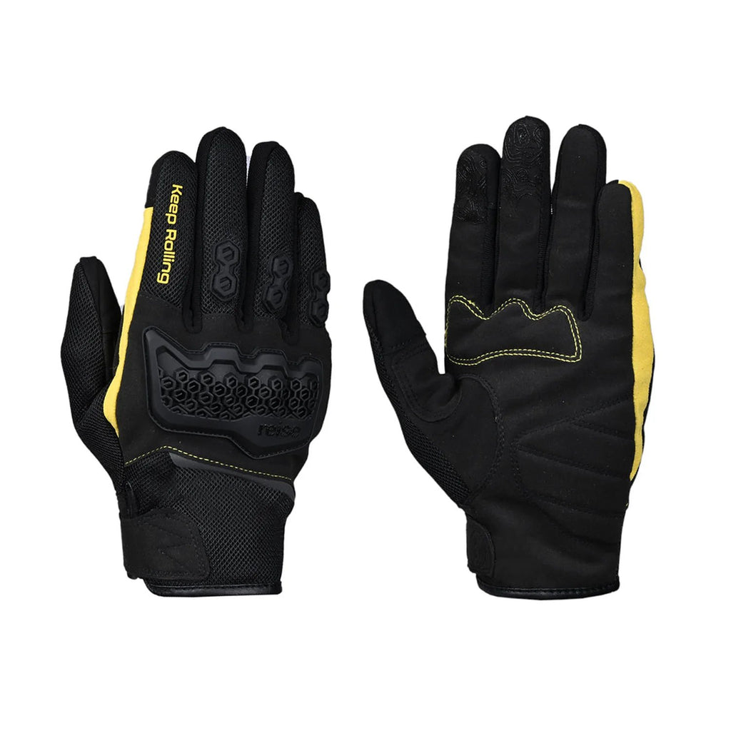 Reise Strada gloves in yellow, cuff and wrist girth adjuster