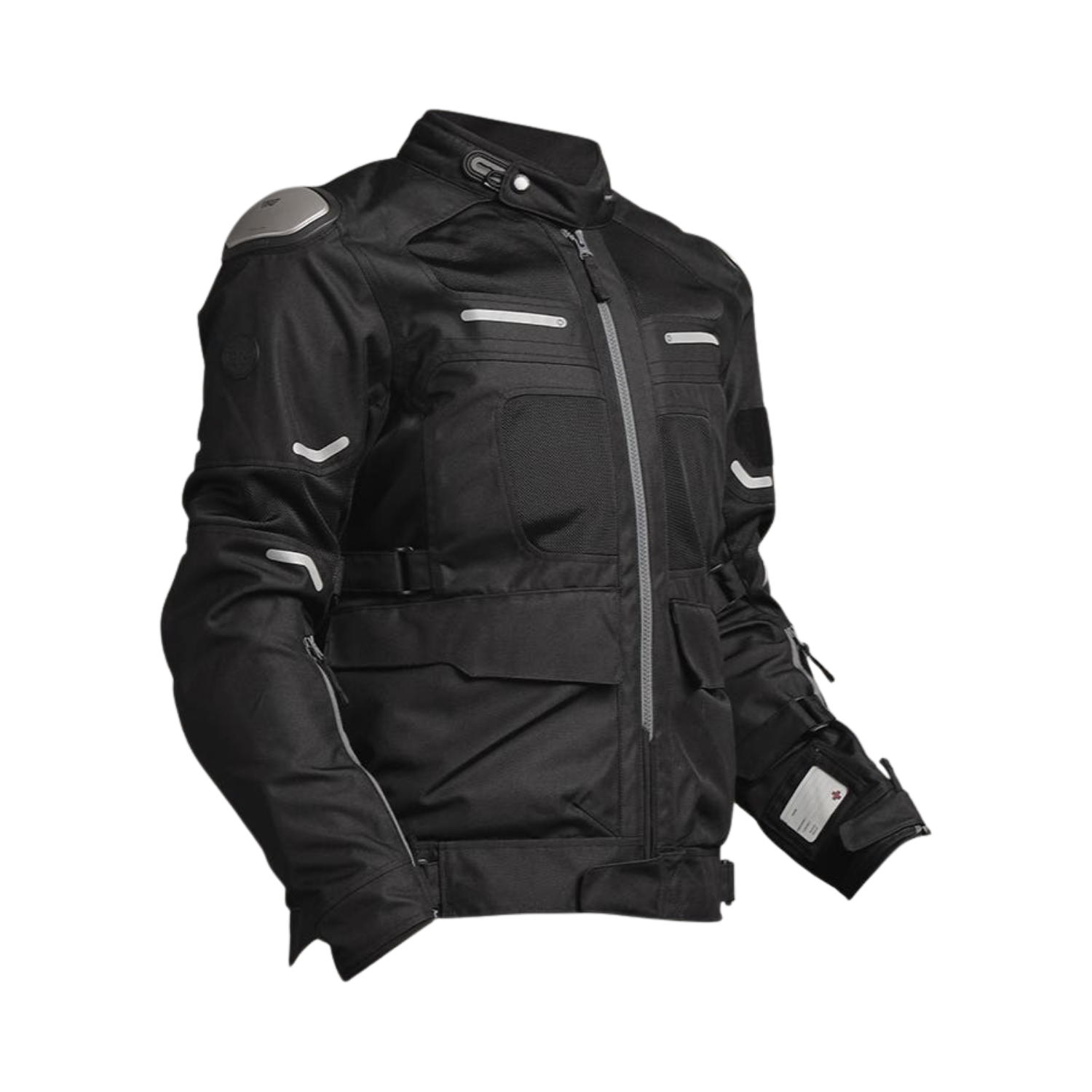 Crossroader jacket (black): front zip, pockets, size L