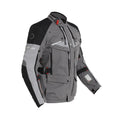 Charcoal & black Nirvik V2 riding jacket, front zip, straps and utility pockets
