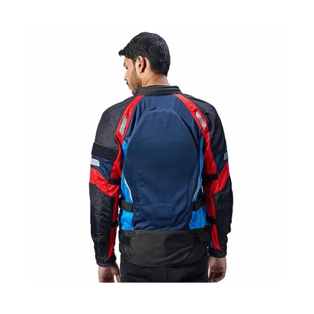 Streetwind R-Jacke Eco Blue, Rückansicht mit roten und blauen Rücken-Elementen