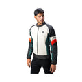 Off-white and black streetwear motorcycle jacket, full front zip, panelled sleeves