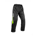 Rynox H2GO Pro waterproof motorcycle rain pants in black with hi-viz green