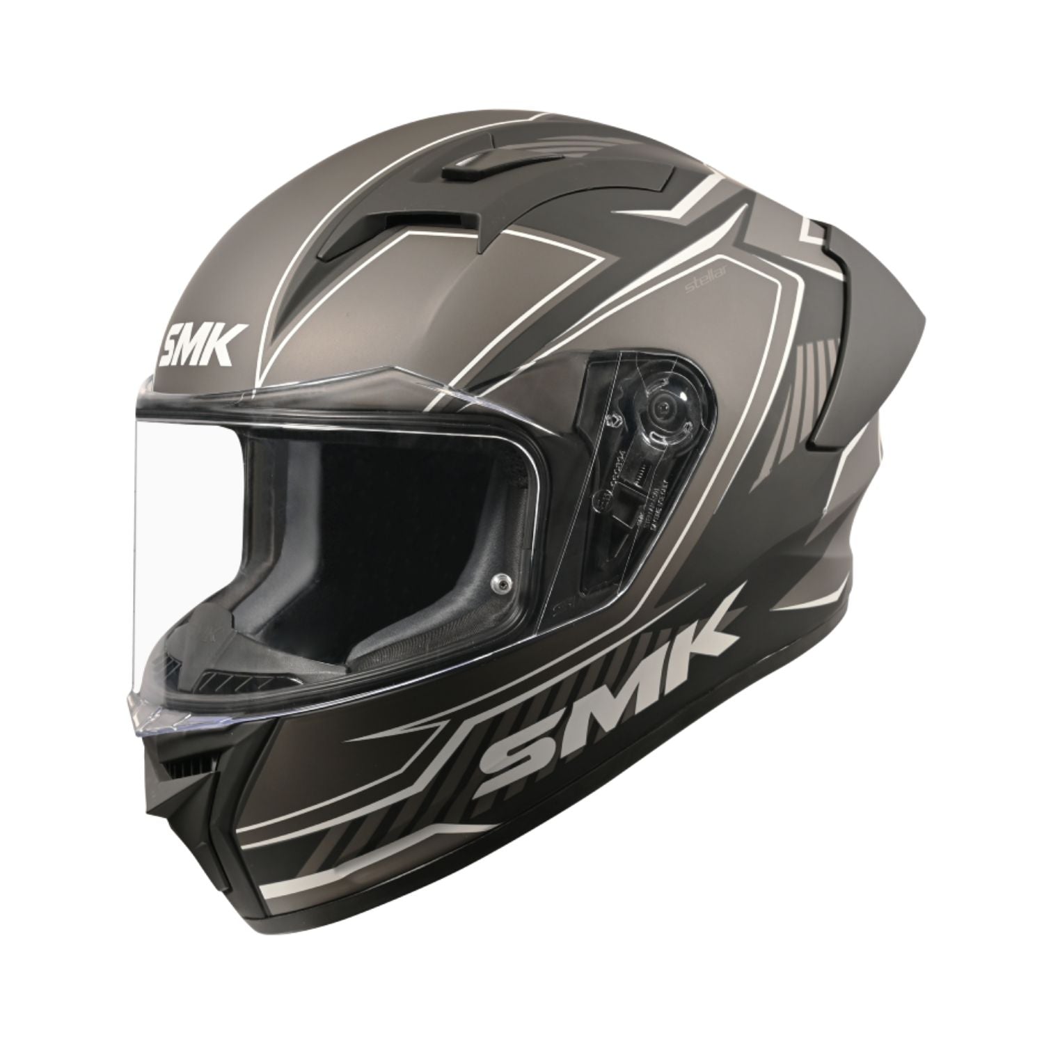 SMK Stellar Adox GRPS GL 512 helmet in dark gray/black with full-face visor