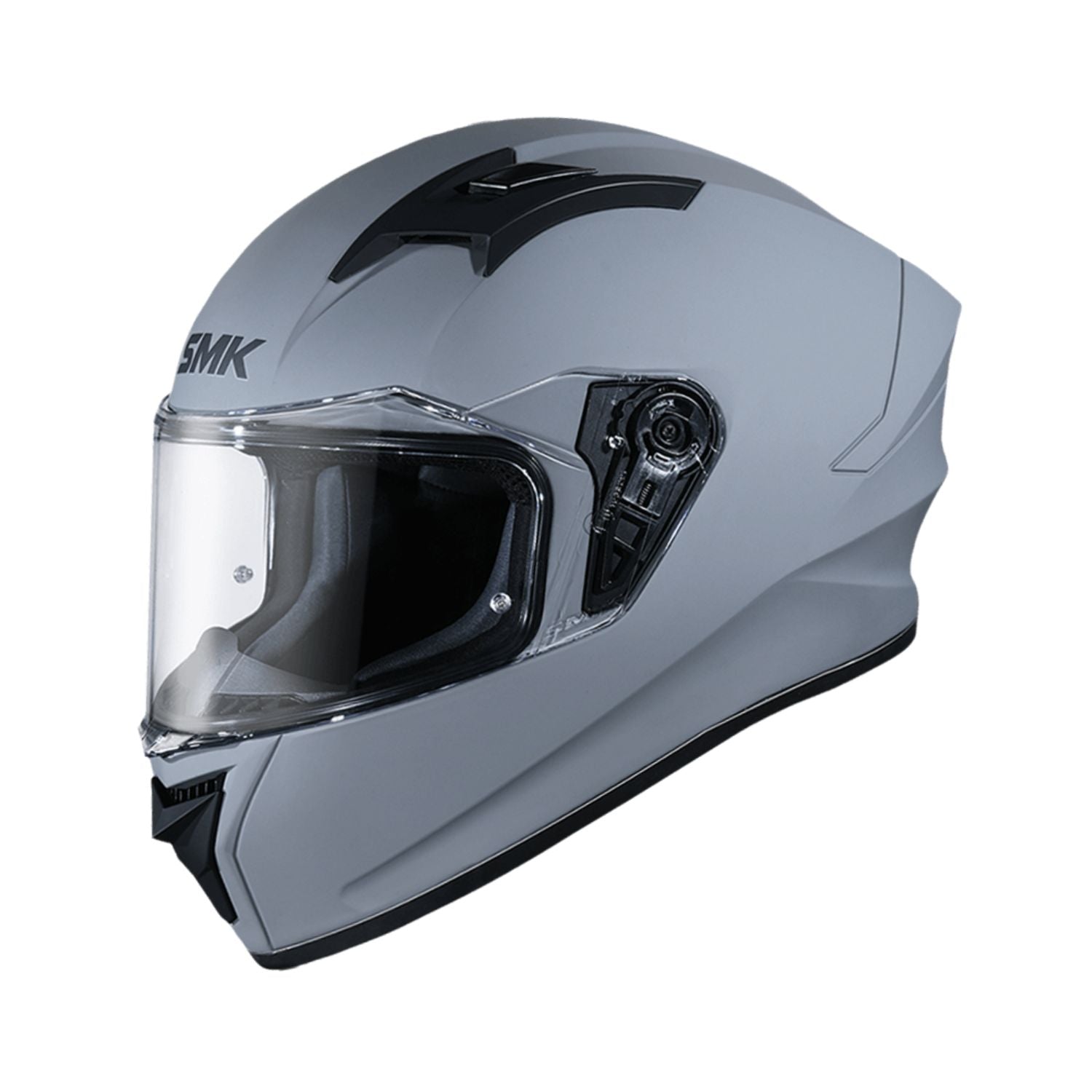 SMK Stellar Nardo MA 600 helmet in grey with clear visor and chin guard