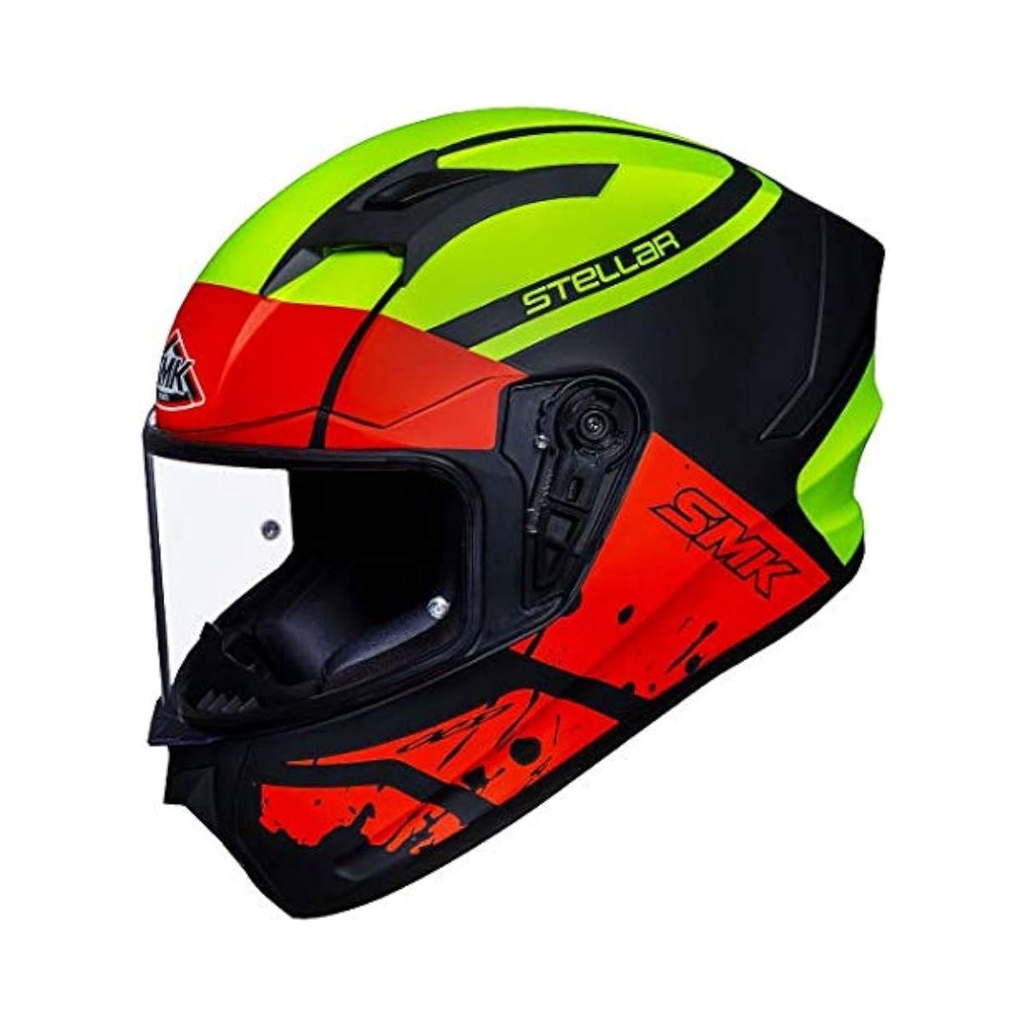 Stellar Squad helmet in black, red and yellow with visor and chin strap