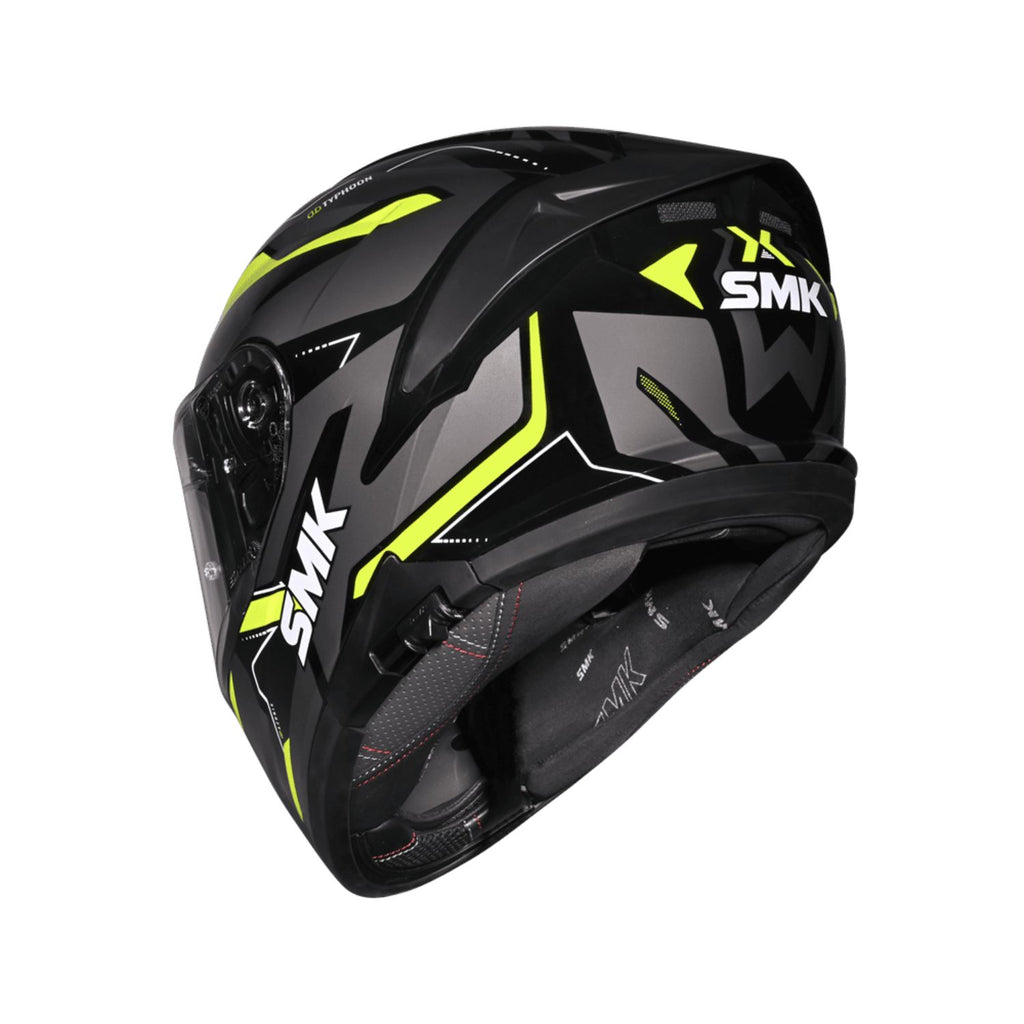 Typhoon Azonix GL 264 Helm-Seite, schwarze Grafikflächen mit Neon-Gelb