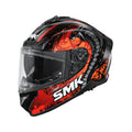 SMK Typhoon Reptile MA 273 helmet with clear visor, black and orange graphic design