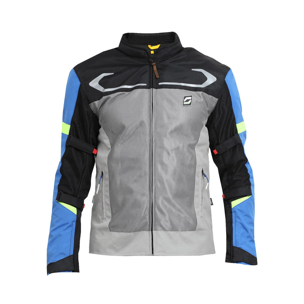 Air-X V2 Motorradjacke blau Gr. XL: Frontreißverschluss, graue Paneele, schwarze Ärmel