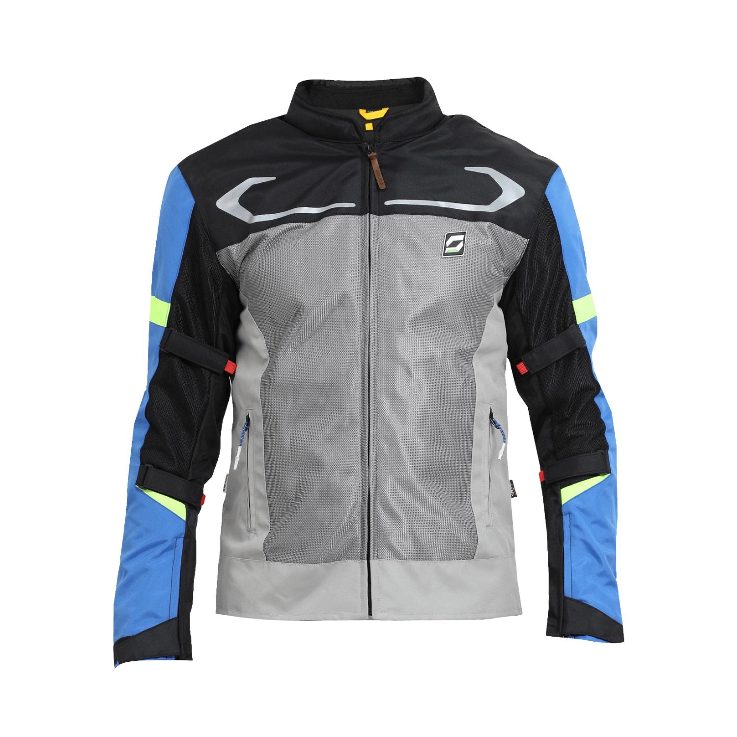 Air-X V2 Motorradjacke blau Gr. XL: Frontreißverschluss, graue Paneele, schwarze Ärmel