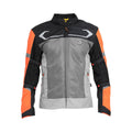 Solace Air-X V2 Riding Jacket in Orange: front zip, black and gray panels