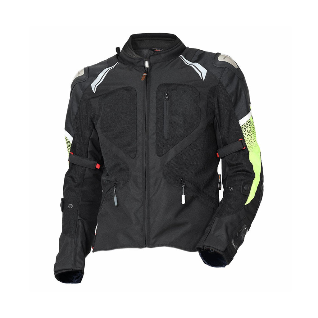 Sabre Pro V5 Riding Jacket (2XL), schwarz mit Neon-Details, Frontreißverschluss