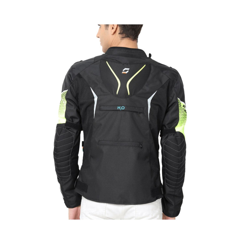 Sabre Pro V5 Riding Jacket, schwarz, Neon-Rückenlogo, H.O.-Markierung
