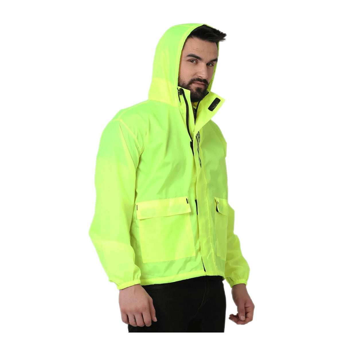Solace RainPro V3.0 jacket in neon, back with reflective inserts