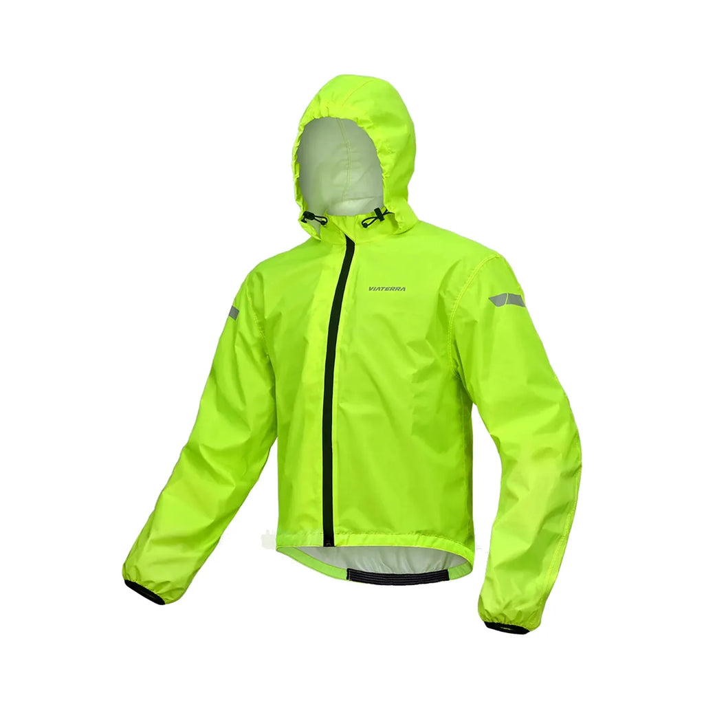 Viaterra B100 waterproof motorcycle rain jacket in fluorescent green