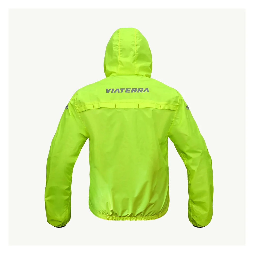 Viaterra B100 rain jacket hood and collar detail