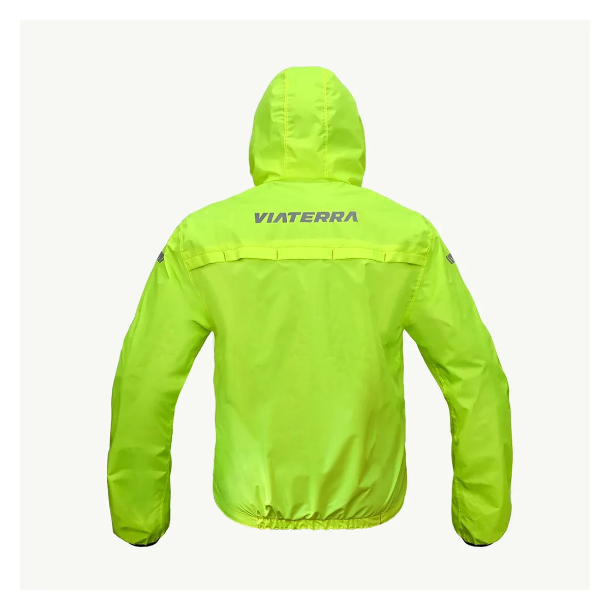 Viaterra B100 rain jacket hood and collar detail