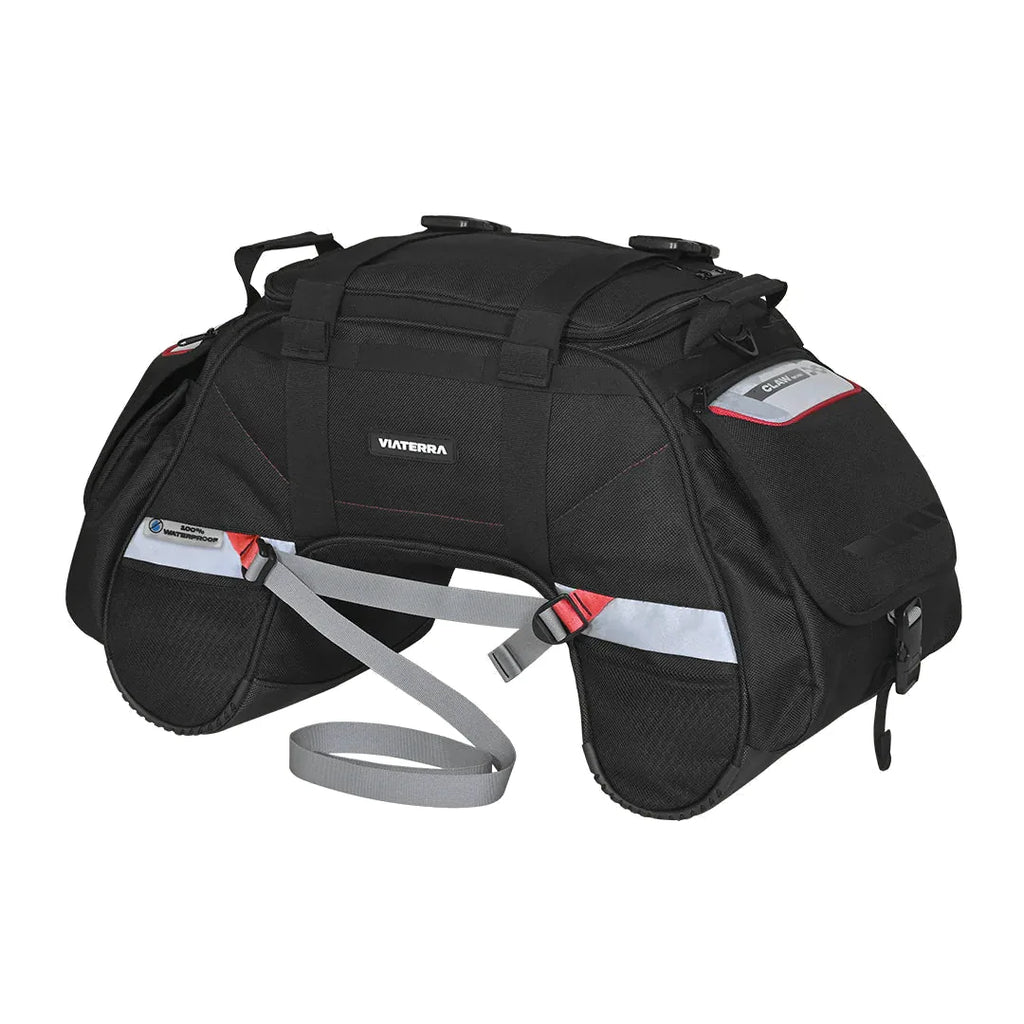 Viaterra Claw Mini waterproof motorcycle tail bag in black, universal fit