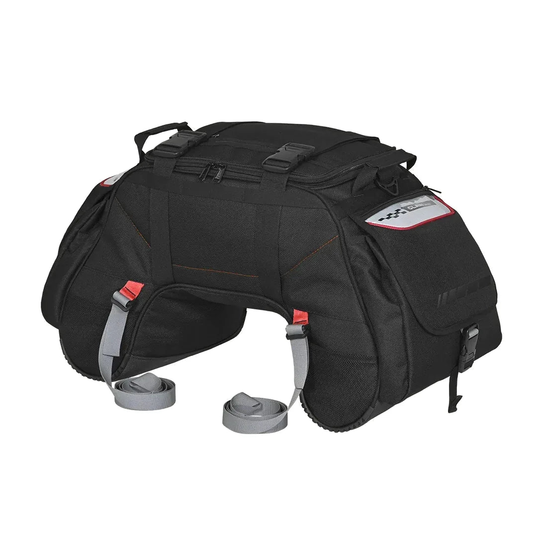 Viaterra Claw Mini black tail bag roll-top opening rolled and secured