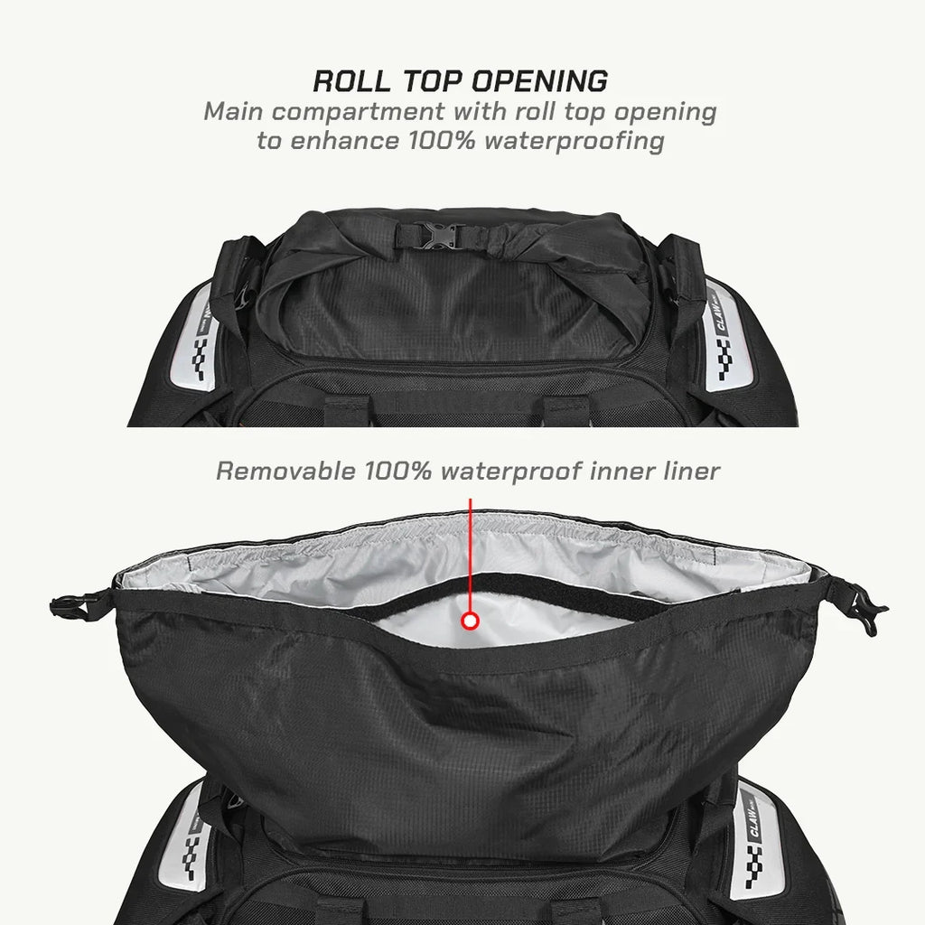 Viaterra Claw Mini tail bag mounted on a motorcycle tail section