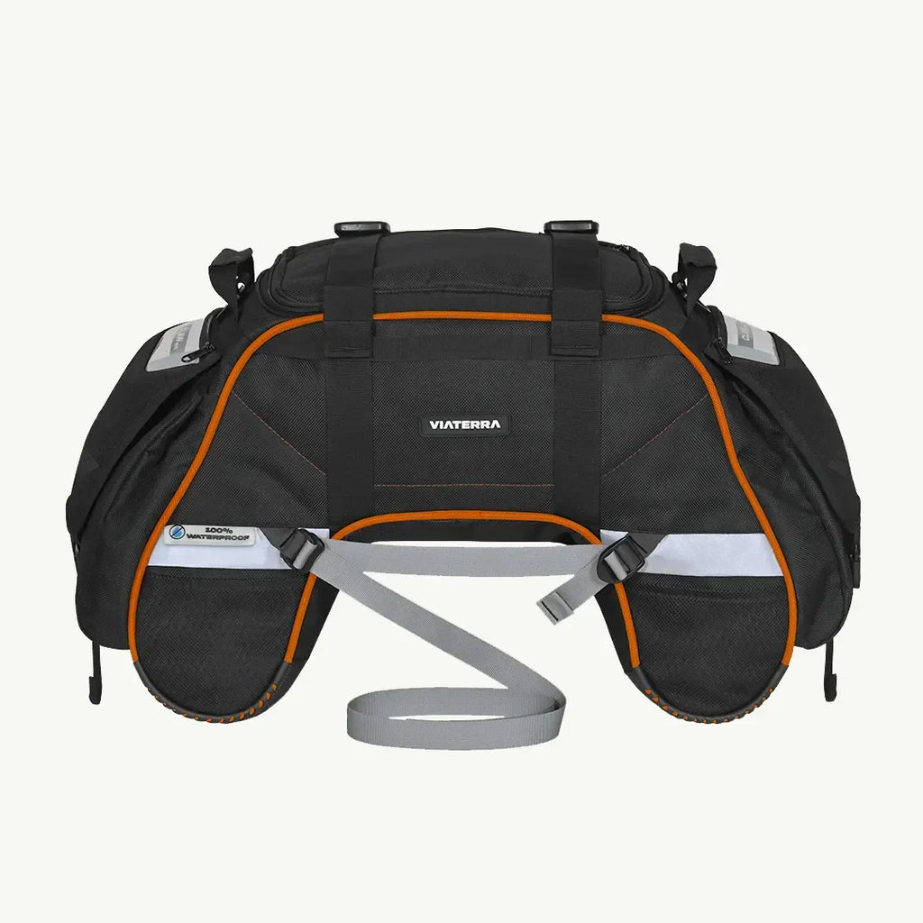 Viaterra Claw Mini orange tail bag roll-top closure detail