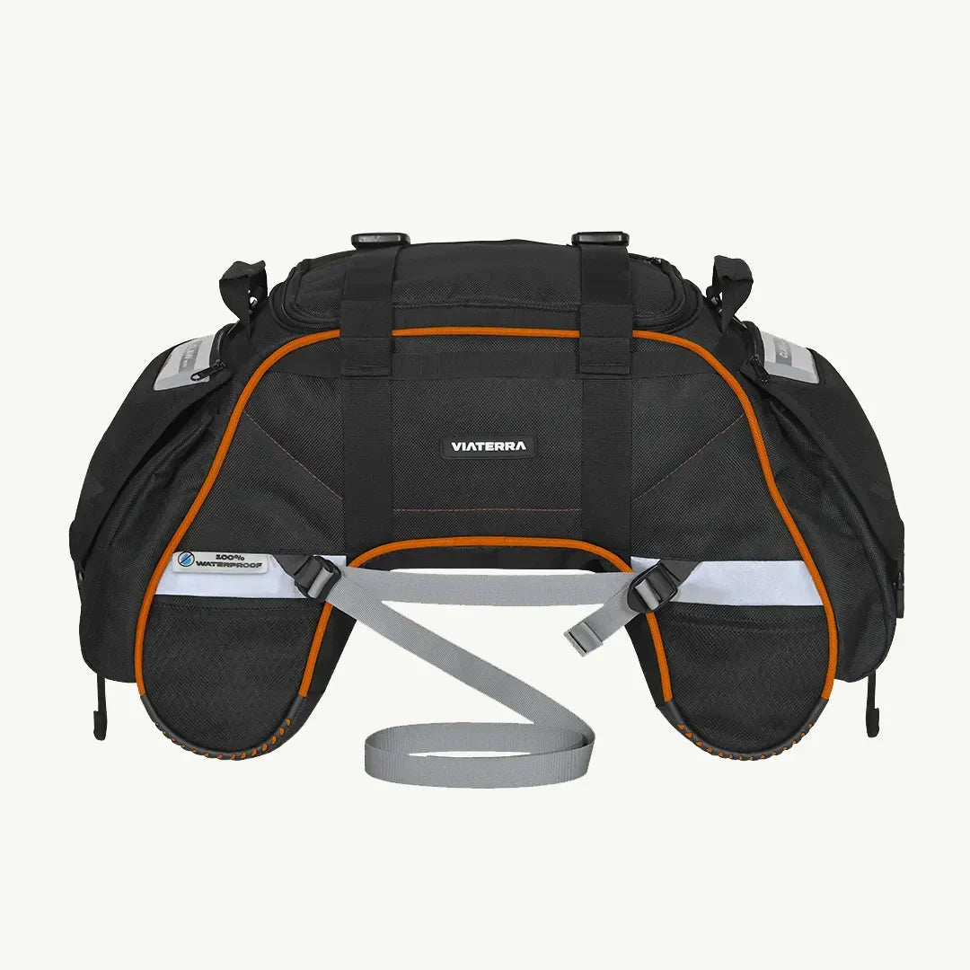 Viaterra Claw Mini orange tail bag roll-top closure detail