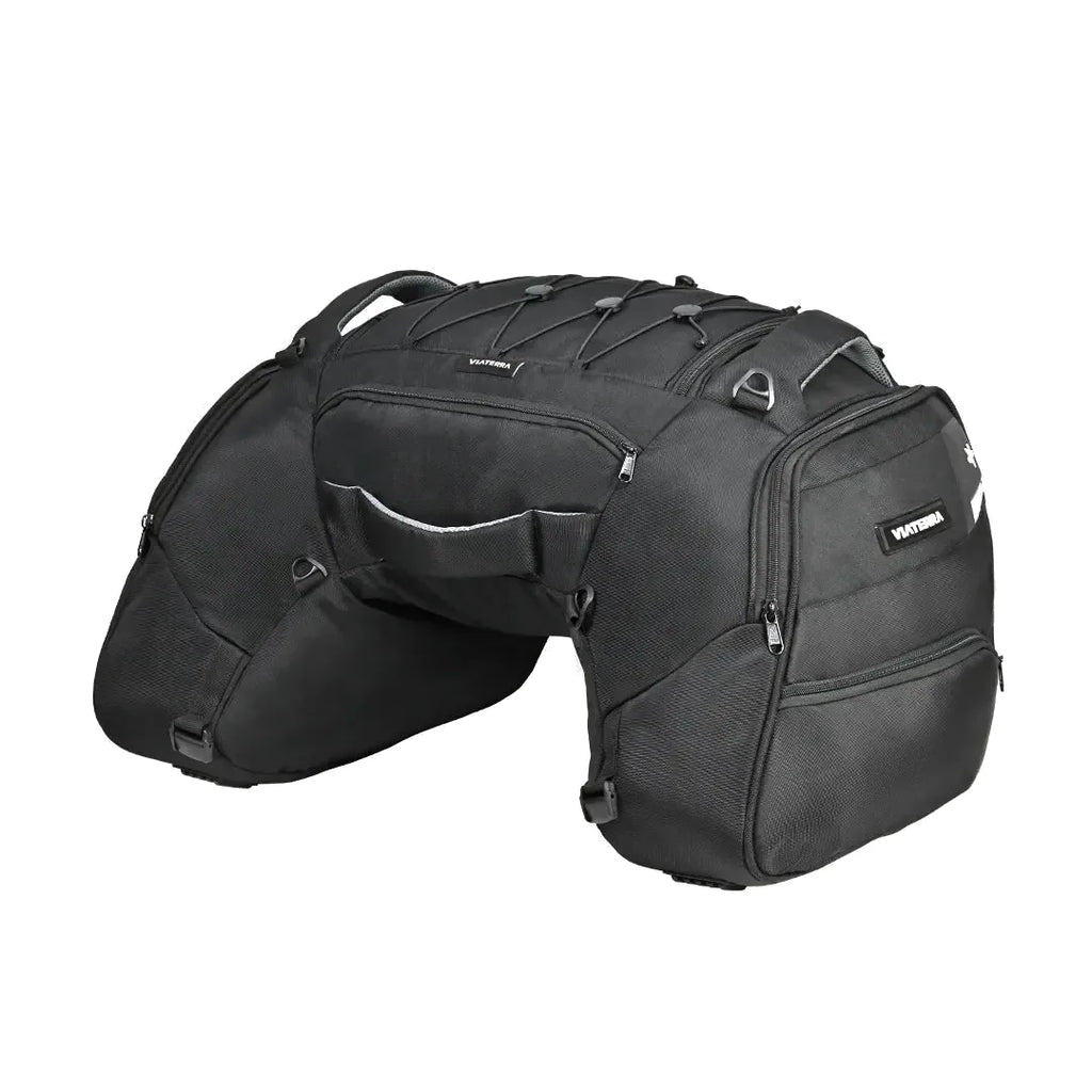 Viaterra Claw Pro motorcycle tail bag in black, universal fit touring luggage