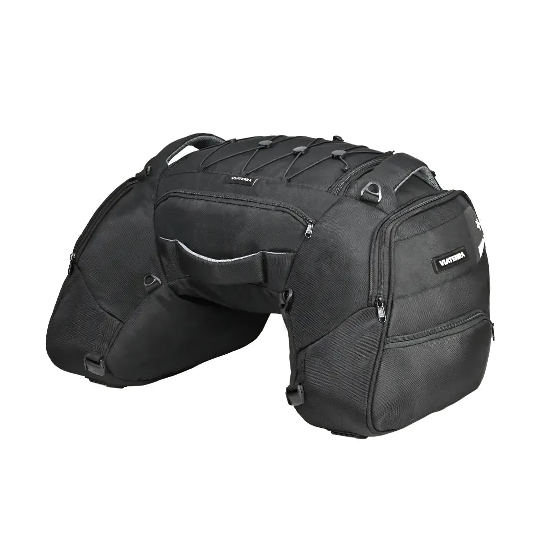 Viaterra Claw Pro motorcycle tail bag in black, universal fit touring luggage